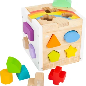 Boîte à Formes en Bois Montessori — Cube Trieur Arc-en-Ciel