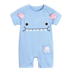 Grenouillère pour bébé bleue et rose