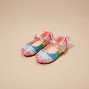 Ballerine enfant nœud papillon paillette rose