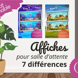 Affiche imprimable "Jouons en attendant" 7 différences (océan/ferme)