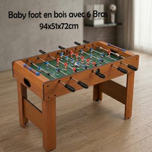 Baby foot en bois avec 6 bras 94x51x72cm