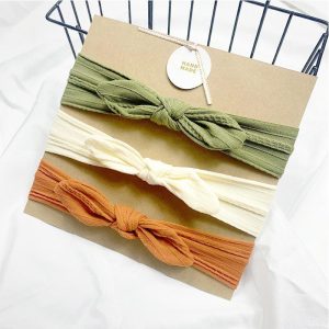 Bandeau fille couleur kaki (lot de 3)