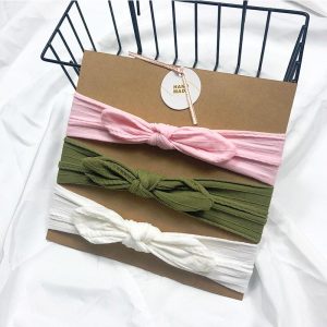 Bandeau fille vert rose blanc (lot de 3)