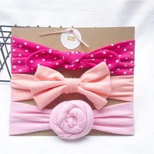 Bandeau fille 3 nuances de rose et de formes (lot de 3)