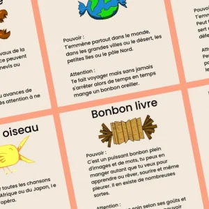 Bonbons en Boîtes Cartes de langage écrit