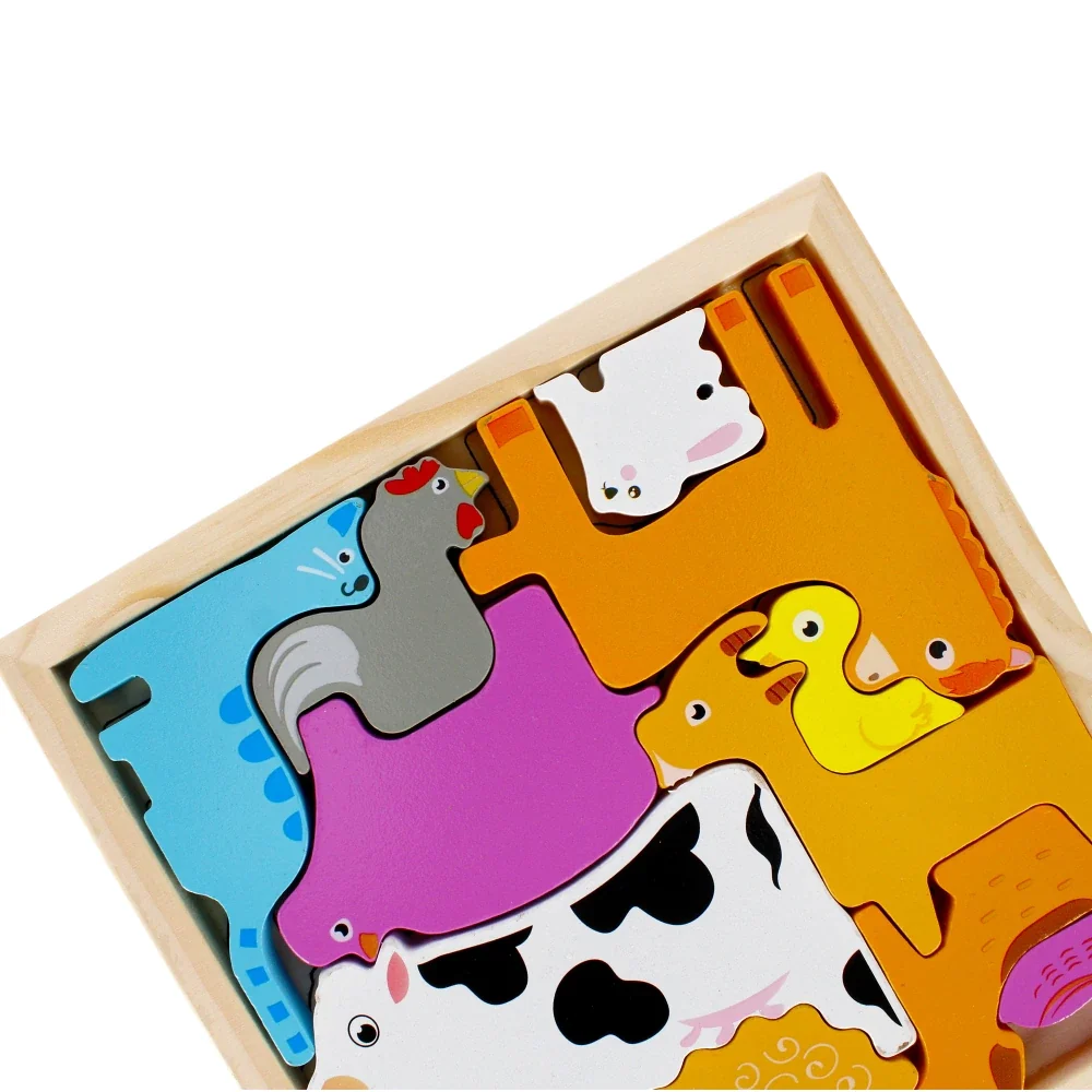 Puzzle Animaux de la Ferme en Bois Montessori — 12 Pièces Enfant 3 ans – Image 3