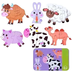 Jouet pour bébé en bois - Puzzle Bétail