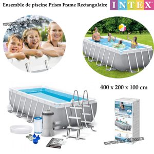 Piscine hors sol Prism Frame Rectangulaire 400 x 200 x 100 cm – Intex
