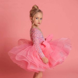 Robe cérémonie fille Illusion Rose