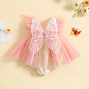 Barboteuse bébé arc-en-ciel papillon