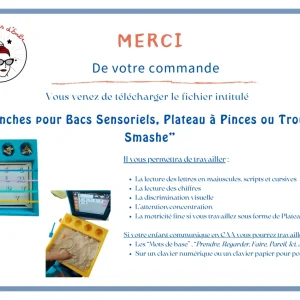 Planches lettres et chiffres pour plateau sensoriel