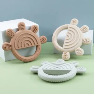 Anneau de dentition bébé forme tortue – Silicone apaisant dès 3 mois