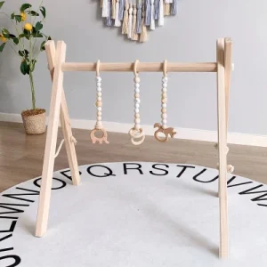 ARCHE EVEIL BEBE - BOIS BRUT PONCE 3 PENDENTIFS