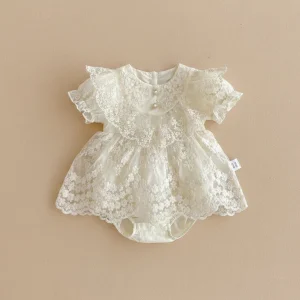 Barboteuse bébé baptême beige - Lia
