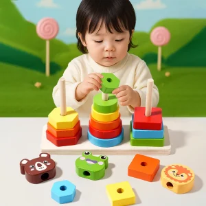 JOUET BEBE BOIS | BLOCS EMPILABLES DE TRI EN BOIS