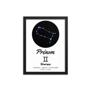 Tableau avec prénom personnalisé - Signe astrologique Gémeaux