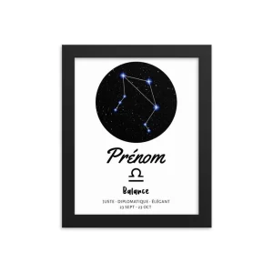 Tableau prénom personnalisé - signe astrologique Balance
