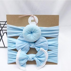 Bandeau fille 3 modèles couleur bleu (lot de 3)