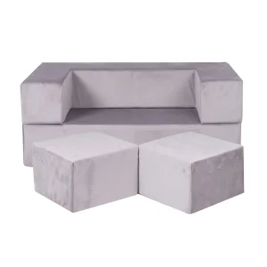 Canapé de jeu modulable Cube 96cm en velours | 4 Pièces