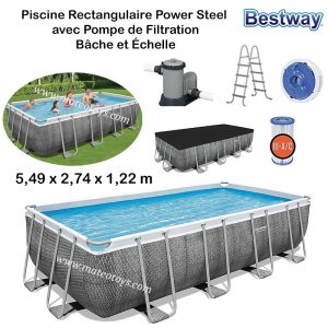 Piscine Rectangulaire Hors sol Power Steel  549 x 274 x 122 Cm – Bestway